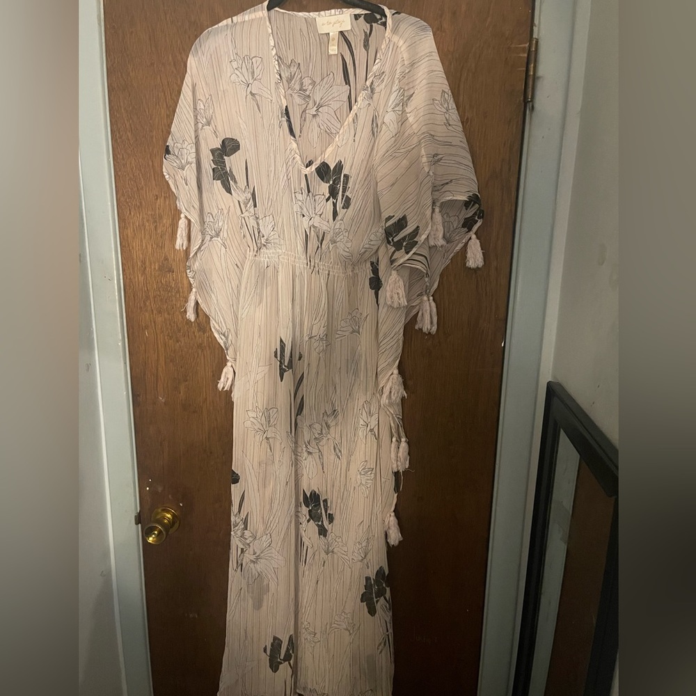 Floral and Stripe Beach Coverup- NEW (never worn)